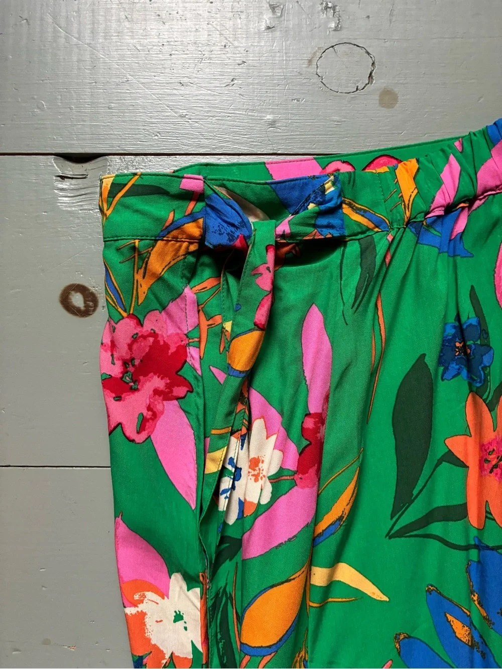 J. Crew Green Midi Skirt with Bright Floral Print Large NWT